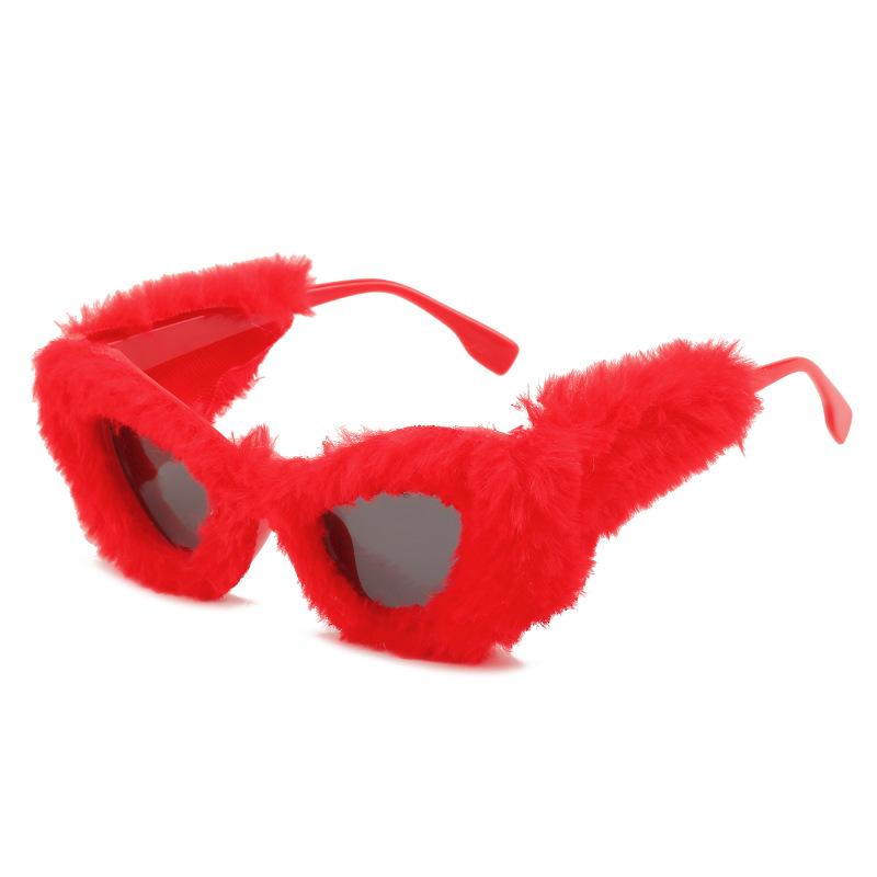 Plush Winter Sunglasses Women'S Cat Eye Sunglasses Women'S Douyin Sunglasses
