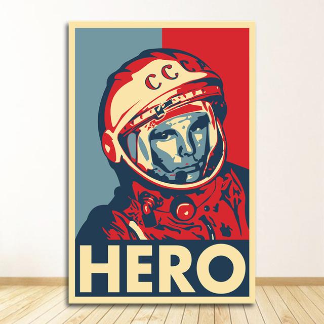 Canvas Painting Decorative Home Decor Quadro Space Heroes Yuri Gagarin Posters And Prints Wall Pictures For Living Room Vintage