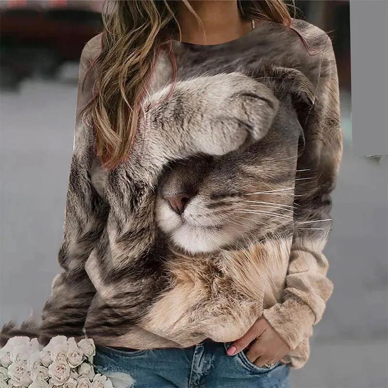 Casual Loose Comfort Top Fashion Printed Long Sleeve Crew Neck T-Shirts Women’s