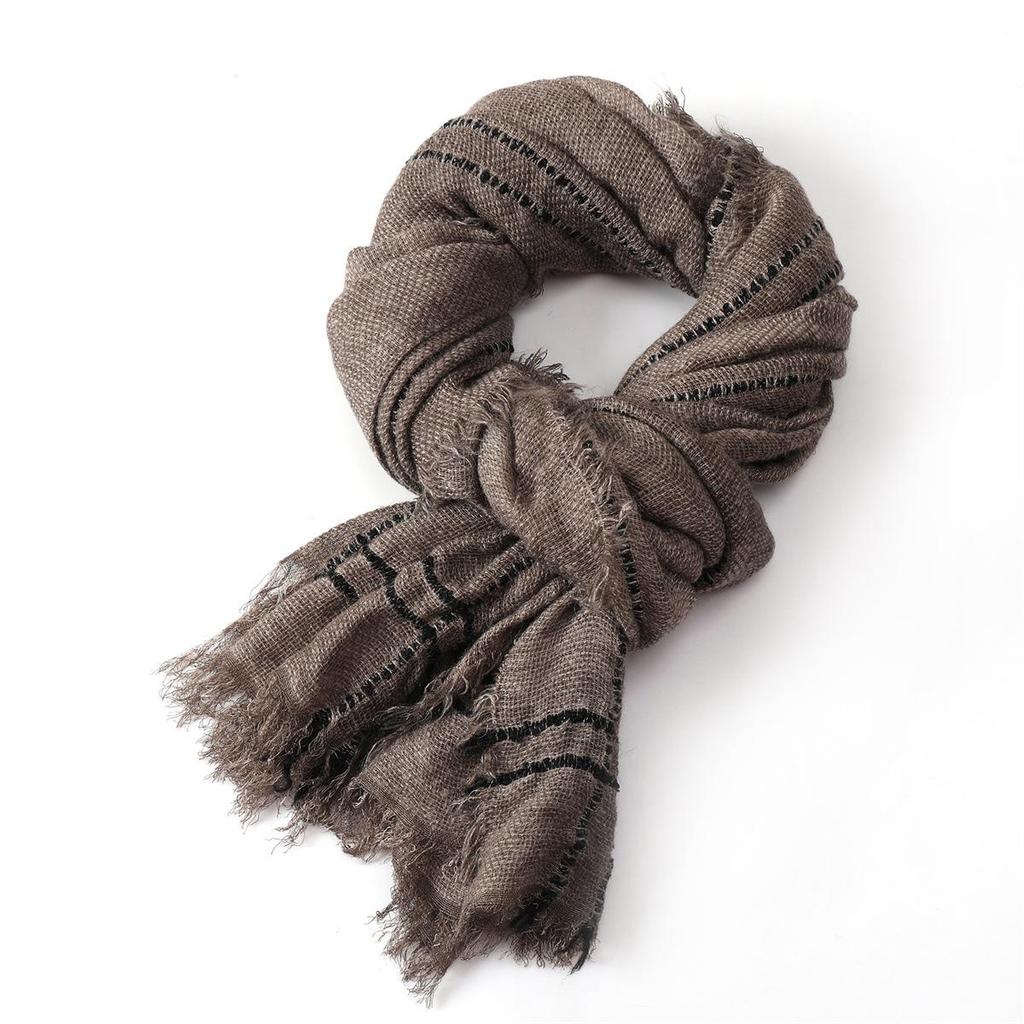 Men's Artistic Striped Scarf: Autumn & Winter Warmth with Short Tassels and Tie-Dye Design.
