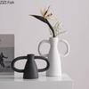 Vase en Céramique Asymétrique Créatif Pots de Plantes Art Abstrait Décoration de Table Arrangement Floral Vase Floral Décor Esthétique de Pièce