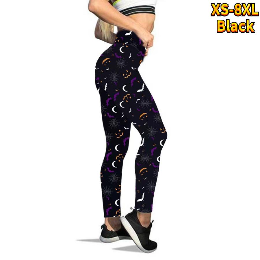 

Женские эластичные леггинсы для йоги с принтами паутины и летучими мышами для бега в тренажерном зале, спортивные штаны для активного отдыха XS чёрный