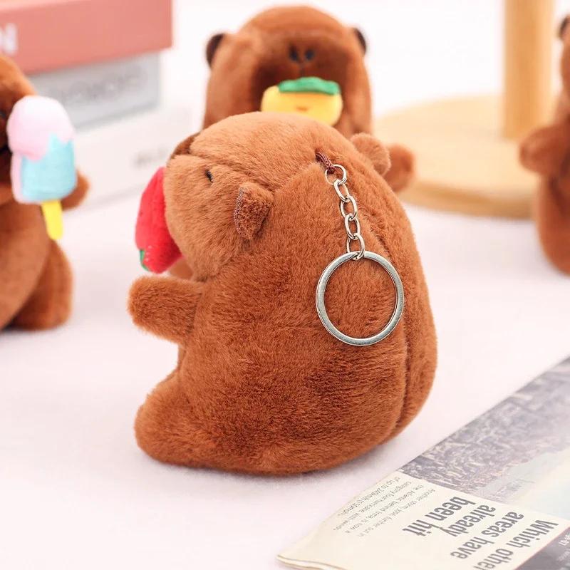 Cute Stuffed Animals Plush Capybara Keychain 12cm Cartoon Simulation Capybara Pendant Snot-Pulling Cute School Bag Pendant