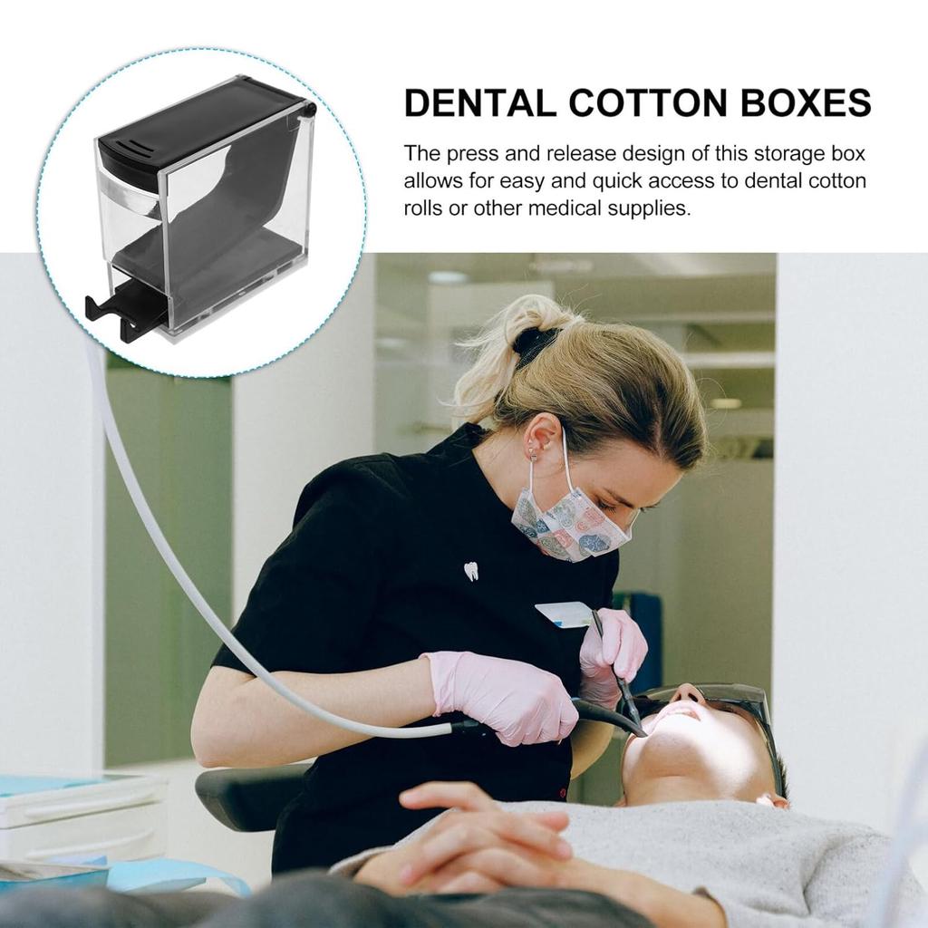 Cotton Roll Dispenser Press Type Cotton Roll Holder Organizer Cotton Roll Divider Cotton Roll Storage Box with Nonslip Base for Home Black