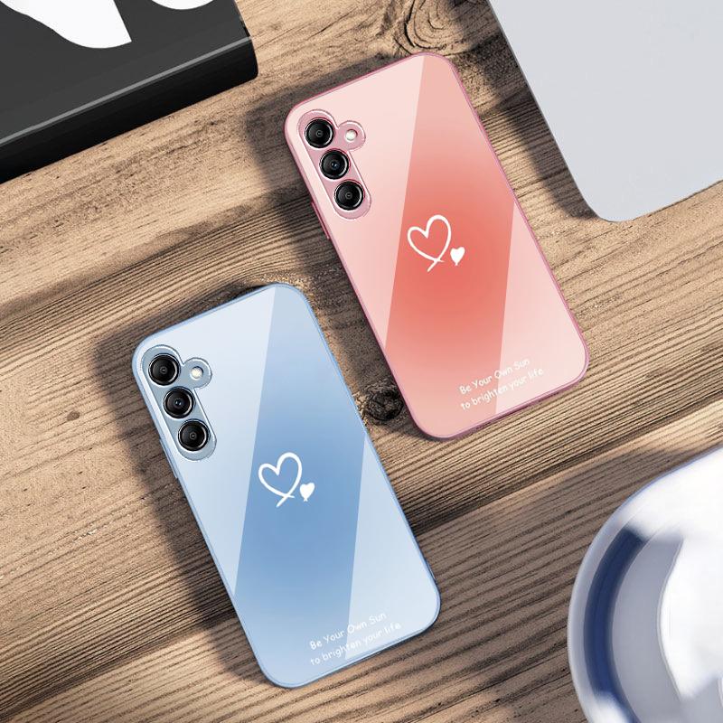 Gradient Heart Shape For Samsung A73 72 71 A70 56 55 54 A53 52 51 A50 42 A35 A34 33 32 31 26 25 24 23 22 30 Glass Phone Case