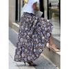 Vintage Floral Printed Tiered Maxi Skirt, High Waist Loose Flowy A-Line Long Skirt, Casual Swing Skirt for Spring Summer Vacation Daily Street Outfits
