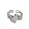 Violet Imitation Jade Gourd Open Ring With Diamonds Niche Design Light Luxury Unique High-End Sense Retro Ring Women