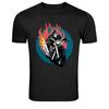 Skelett Biker Motorcykel Flammor Grafisk T-shirt