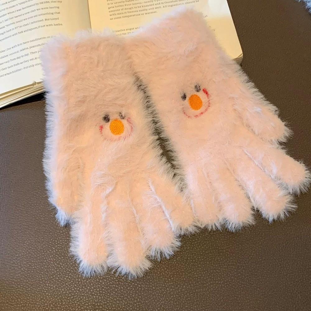 Fleece Lining Faux Mink Fur Gloves Fluffy Cycling Gloves Stylish Winter Warm Gloves For Students