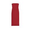 Spring and Summer New Women's Clothing Stitching Decorative Red Crepe Tube Top Tight Midi Skirt Dress 3641006