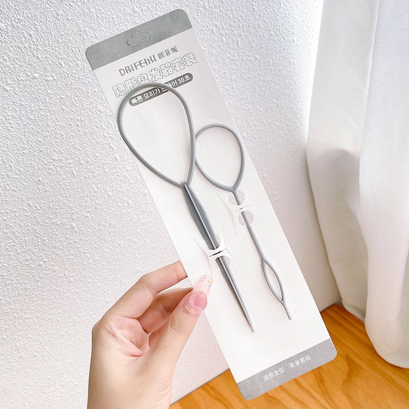 Children's Hair Updo Tools: Braiding Needle & Ponytail Threader for Girls