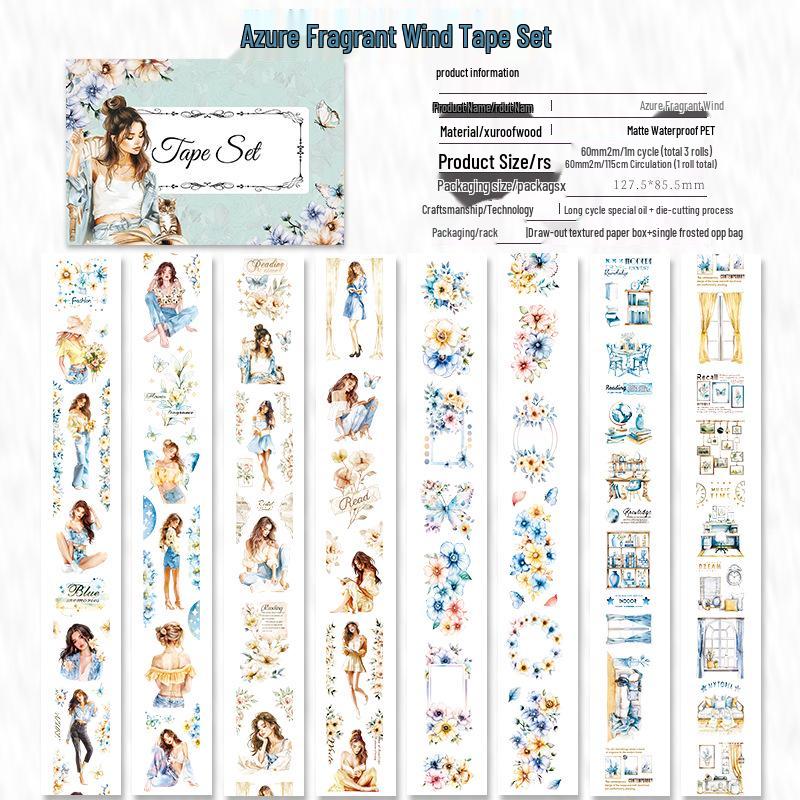 Cross-Border European & American Character Planner Stickers: Die-Cut PET Adhesive Tape Box
