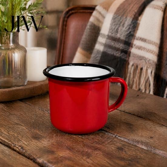 Portable Travel Cup Retro Enamel Coffee Mug, 360ml Vintage Colorful Tea Cup, Camping Enamelware Nostalgic Style Drinkware for Office And Home Use