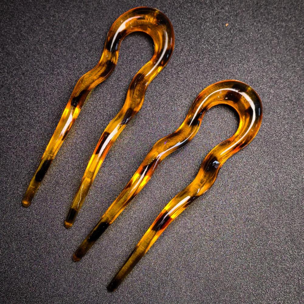 2PC 2025 New U Shaped Hair Stick Vintage French Hair Pin Women Acetate Hair Accessories DIY Retro Hairstyle Tool New Hair Clips
