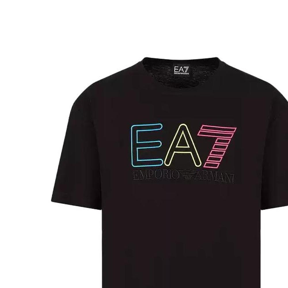 Emporio Armani EA7 Letter Logo Printed Crew Neck Short Sleeve T-Shirt Unisex Tops Black 3RUT02-PJ02Z-1200