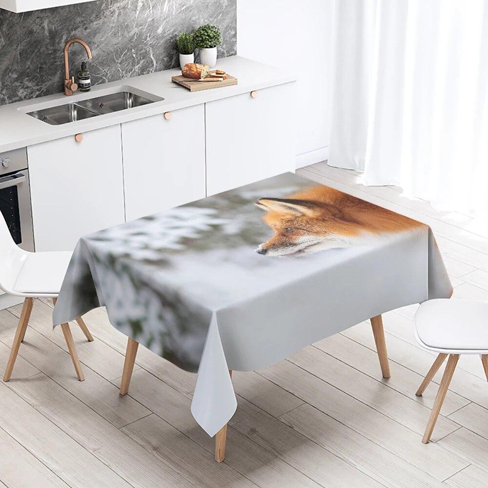 Cute Fox Tablecloth Party Restaurant Table Decoration Waterproof Rectangular  Kawaii New Home Kitchen