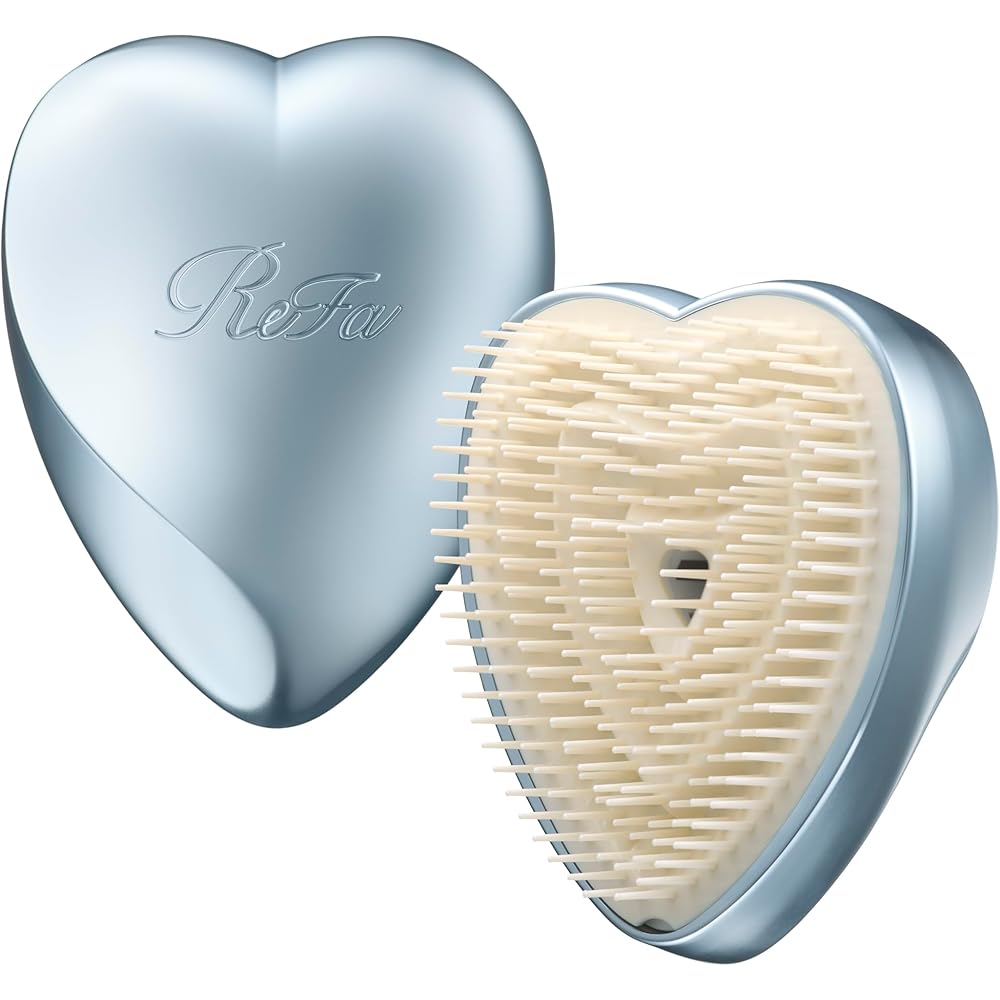 ReFa HEART BRUSH Silver Sky Hair Styling Brush with Ergonomic Design and Lightweight Construction
