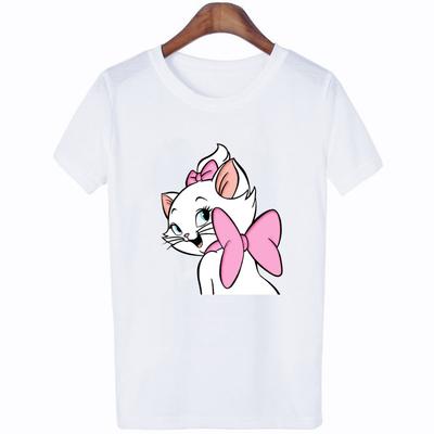 T-shirt pour femme Chat Marie Dessin Animé Les Aristochats Impression Graphique Été Manches Courtes Col Rond d'Été Haut Décontracté pour Filles