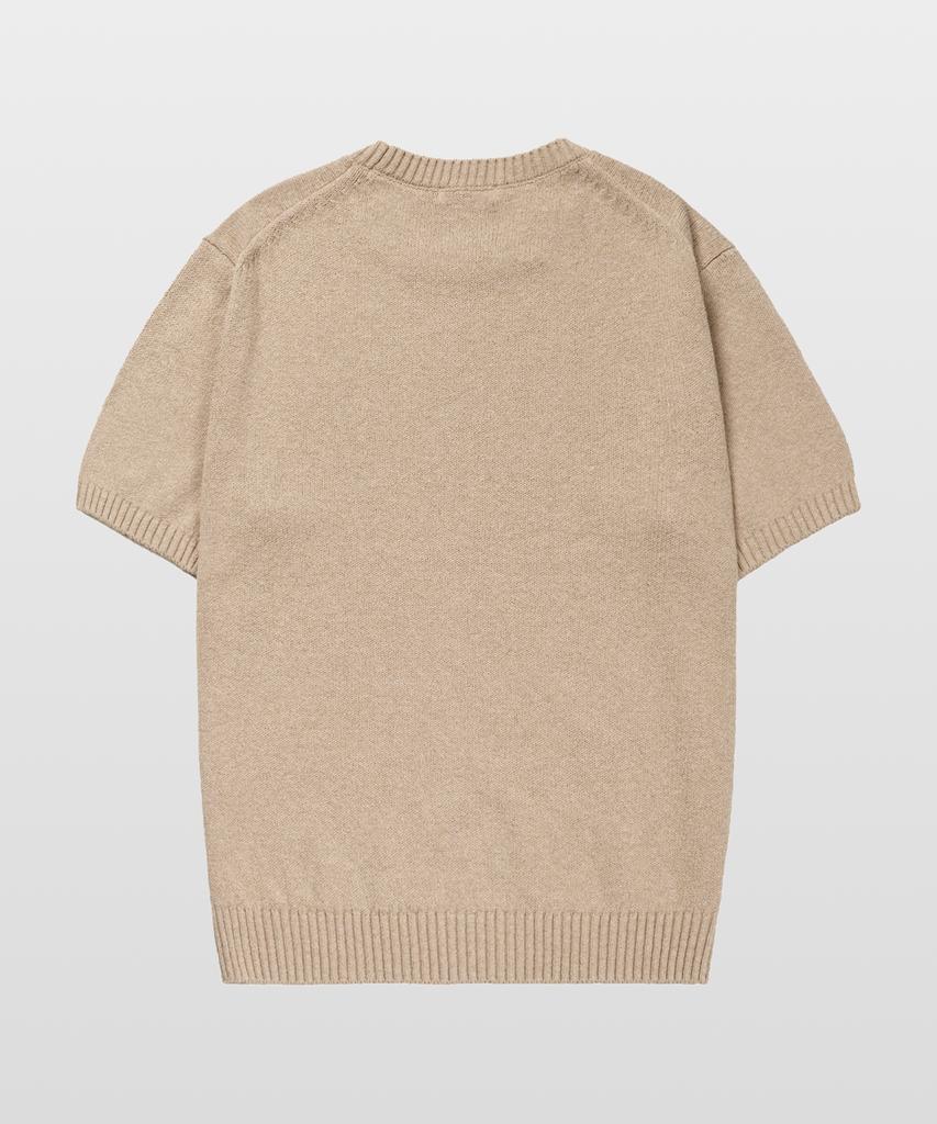 MANNERGRAM Upw Washable Cotton Round Short Sleeve Knit Light Beige