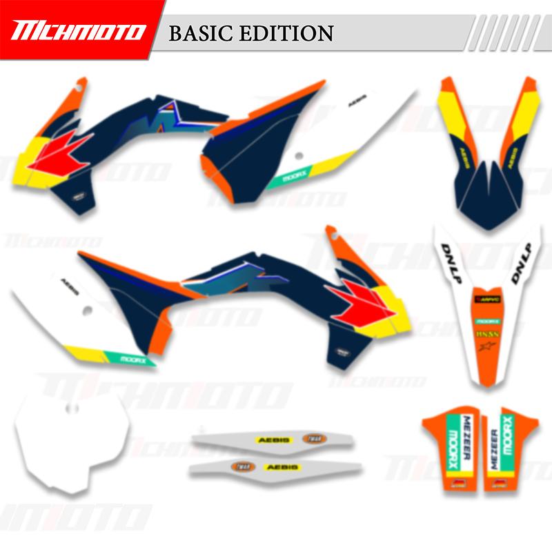 MCHMFG Для KTM EXC EXC-F 125 250 300 350 450 2014 2015 Полный комплект графических наклеек Номер Имя Наклейки 008 2013-2014 SXF