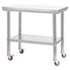 Stainless Steel Table, 60 X 90 Cm Food Prep Worktable with Wheels, Kitchen Prep Table with Adjustable Undershelf Workstations for Commercial Kitchen,