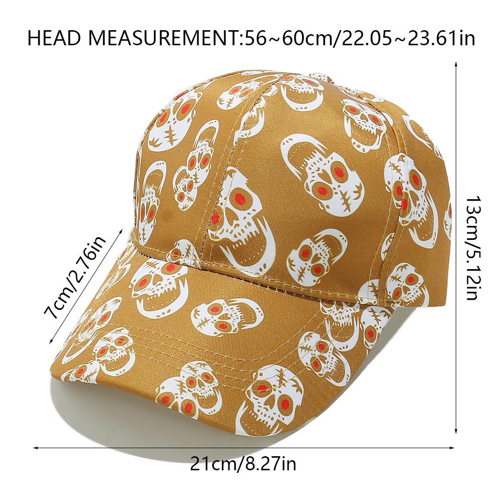 Skull Print Black Baseball Cap Women's Y2K Vintage Sun Hat Men Unisex Dad Hats