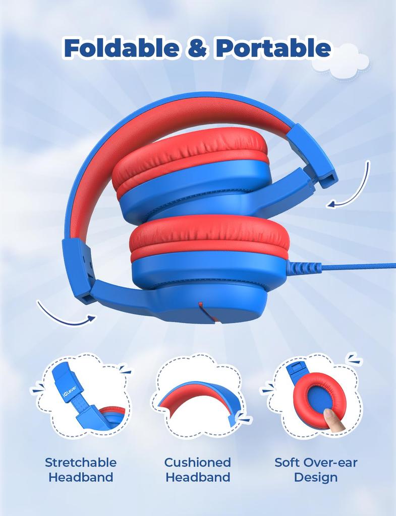 iClever HS19 Kids School Girls Headphones, Use, Over-Ear, Toddler, Boys,