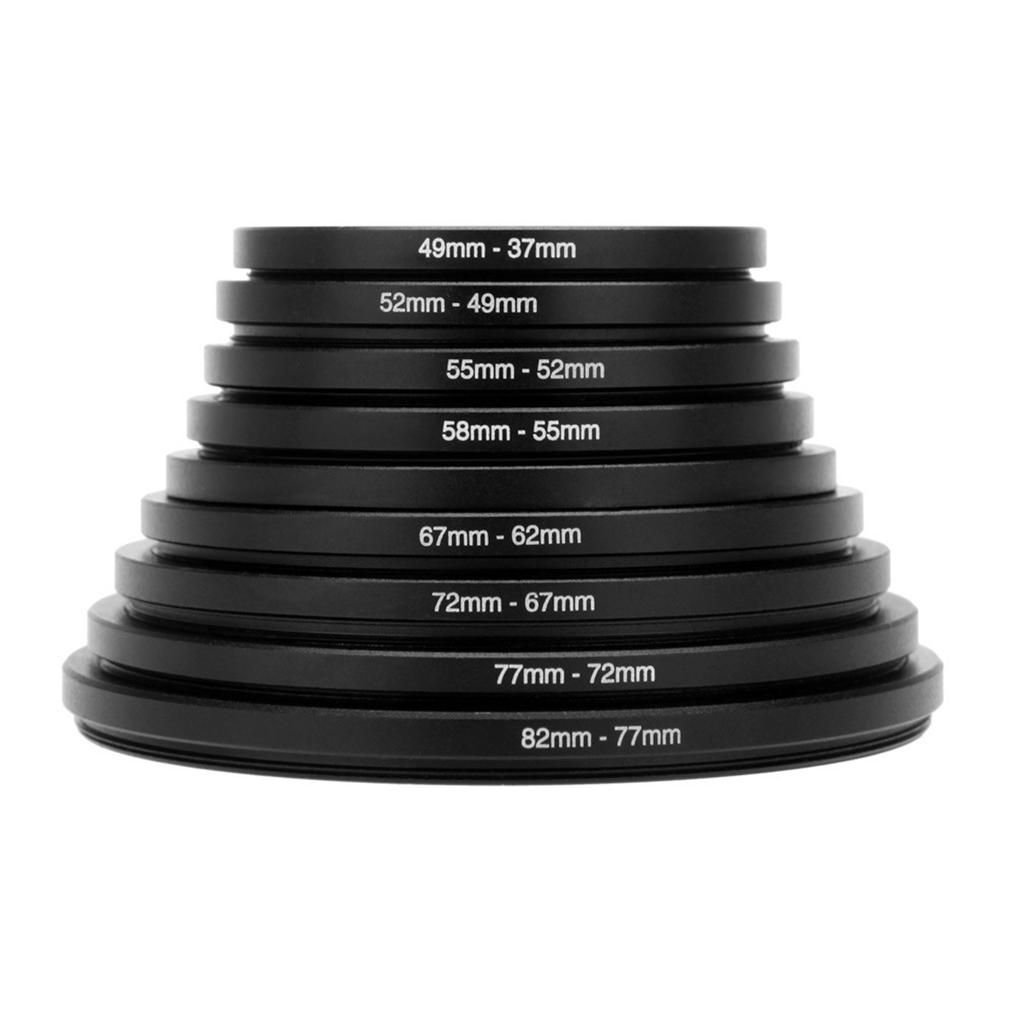 18pcs Step Up / Down Lens Filter Ring Adapter Set Metal Filter Adapter Ring 37-82mm 82-37mm Mount