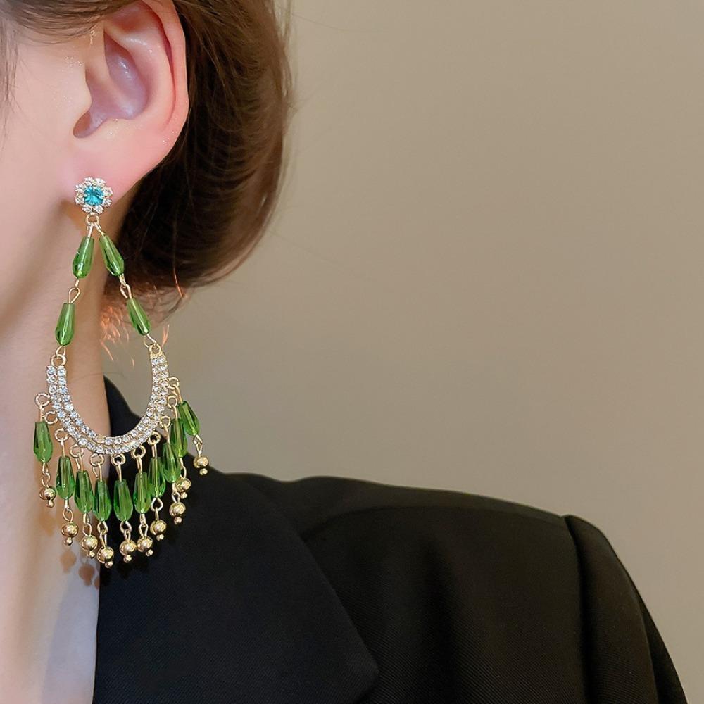 Elegant Crystal Stud Earrings Hook Piercing Exaggerated Earrings Water Droplet Earrings  Party