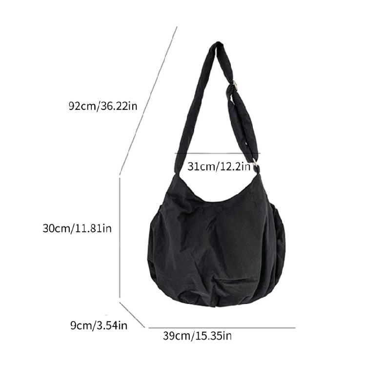 Crossbody Bag Ruched Large Capacity Nylon Bag for Women Versatile Trendy Bag