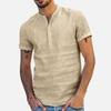 Camicia Estiva da Uomo Tinta Unita Collo Alto Bottoni Maniche Corte Sottile Abbigliamento Quotidiano Vestibilità Slim Scollo a V Top Estivo da Uomo Indumento da Uomo