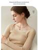 Women's Slim-Fit U-Neck 100% Cashmere Sweater - Low Round Neck Knit Base Layer