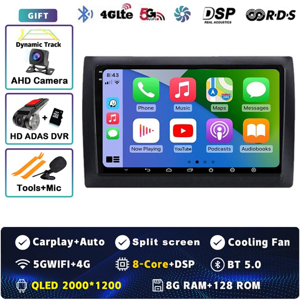 Android 14 Car Radio For Fiat Stilo 2002 - 2010 Player Multimedia GPS Navigation Stereo CarPlay Auto Video WIFI+4G BT DSP 2 DIN