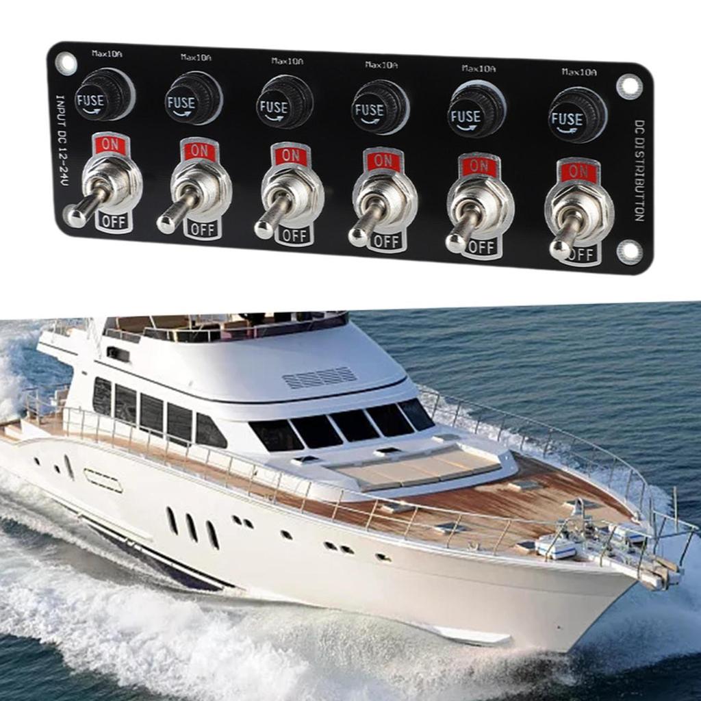 Bilgenpumpe Control Switch Panel Rocker 6 Einfach zu Installieren 12V 24V Schwarz Marine