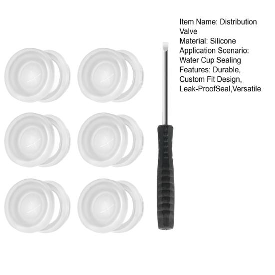 6 ks Rozdeľovací ventil Silikónová a plastová vložka so skrutkovačom Bez zápachu Potravinárske Náhradné príslušenstvo pre fľašu na vodu Gx 32oz