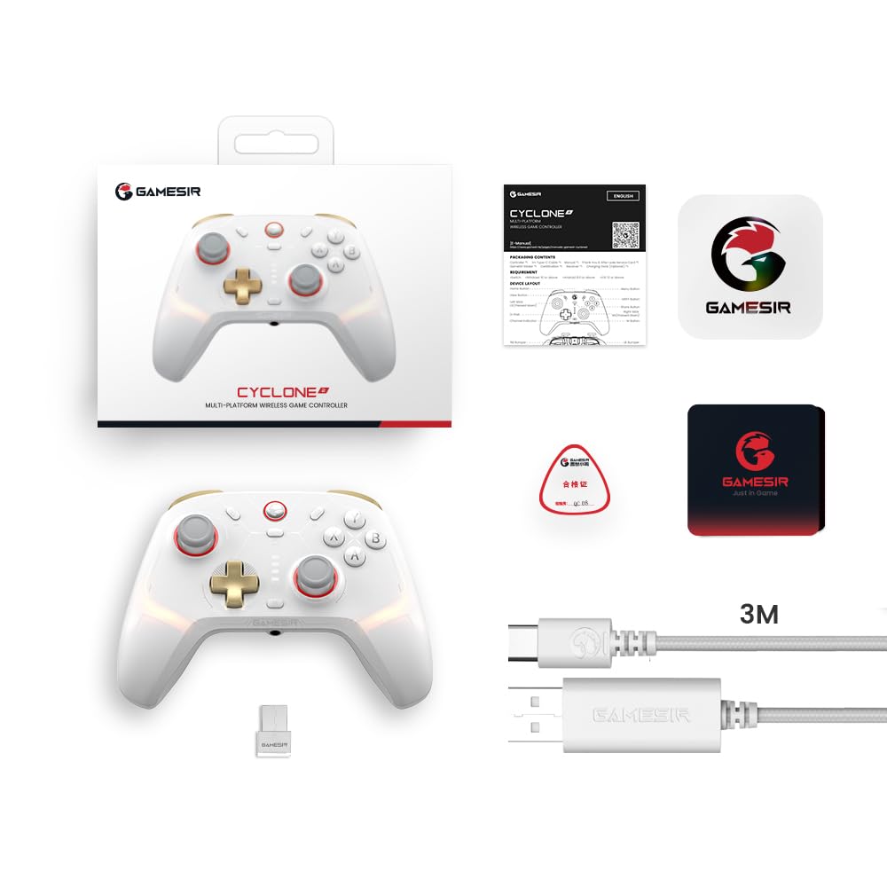 GameSir Cyclone2 TMR 1000Hz Taux d'interrogation Manette PC avec Effet Hall 5 Millions de Touches Durables Micro-Réglage Logiciel Rétrocompatible avec Macro
