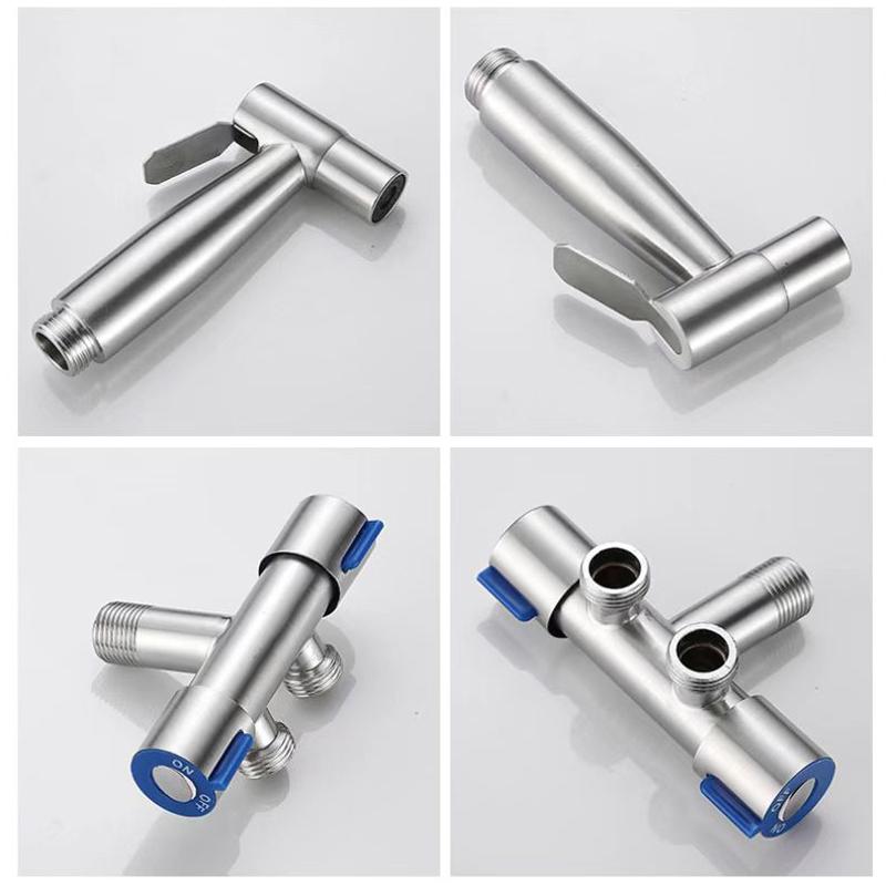 Bathroom toilet matching bidet spray set, one in two out double control double out faucet, with 1.5M flexible hose