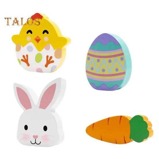 

4 шт. пасхальные украшения в виде кроликов, деревенские деревянные знаки, декор для дома, фермерский многоярусный поднос, украшения для пасхального стола, яйца-кролики, морковь, пасхальные 4pcs