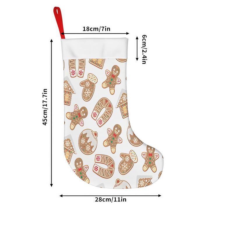 Christmas Decoration Fireplace Hanging Stocking Christmas Stockings 1pc 45.72 Cm, Gingerbread House Mitten Tree Printed