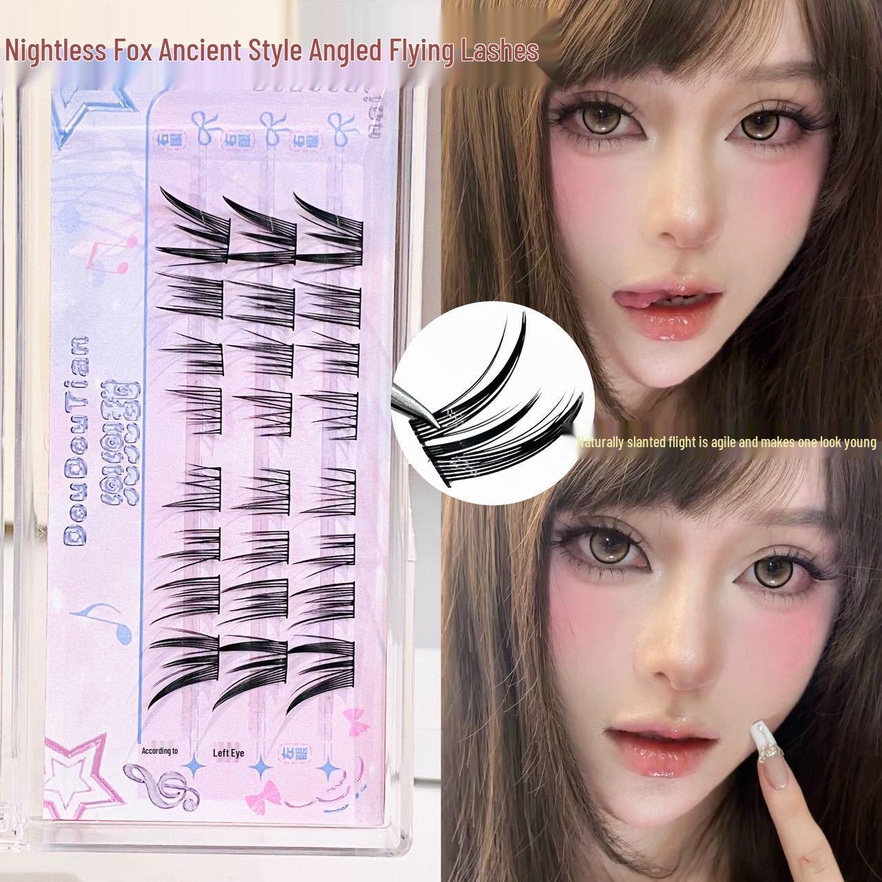 Dou Dou Tian Angled False Eyelashes - Natural, Realistic, Fox-like, Cool & Photogenic
