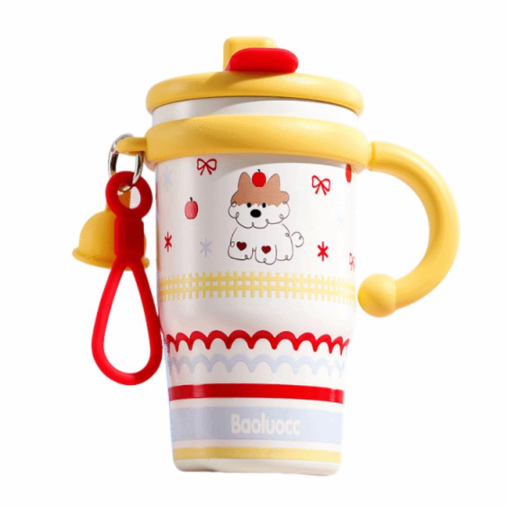 Creative Thermal Water Bottle 600ml Drinking Straw Cup Fashion Outdoor Insulated Mug  Household