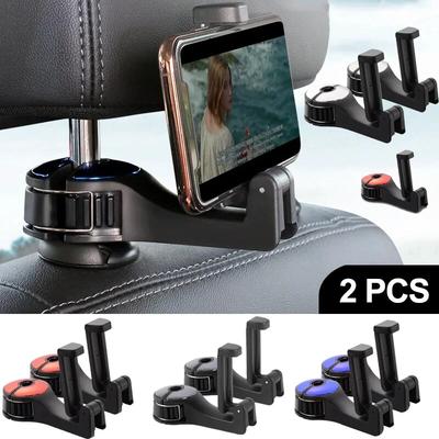 2 PCS Car-mounted Multi-functional Mobile Phone Holder Creative Rear Seat Headrest Hook Lock Buckle Style Car Phone Stand