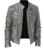 Southern winter warm button fashion domineering locomotive men's multi-pocket PU jacket stand-up neck zipper cardigan leather jacket