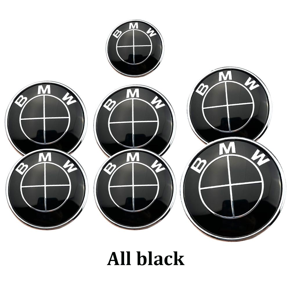 7 Pezzi Emblema Distintivo Cofano Anteriore Posteriore Bagagliaio Auto Per BMW Logo Originale Tutto Nero E36 E46 E53 E90 E60 E93 E87 G01 G20 X3 X5 F30 F20 X6