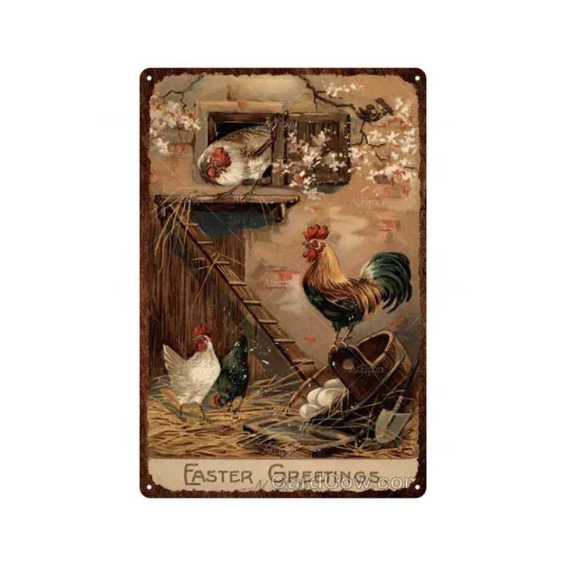 Retro metallmålningar, möbler, vardagsrumsdekoration 20x30cm