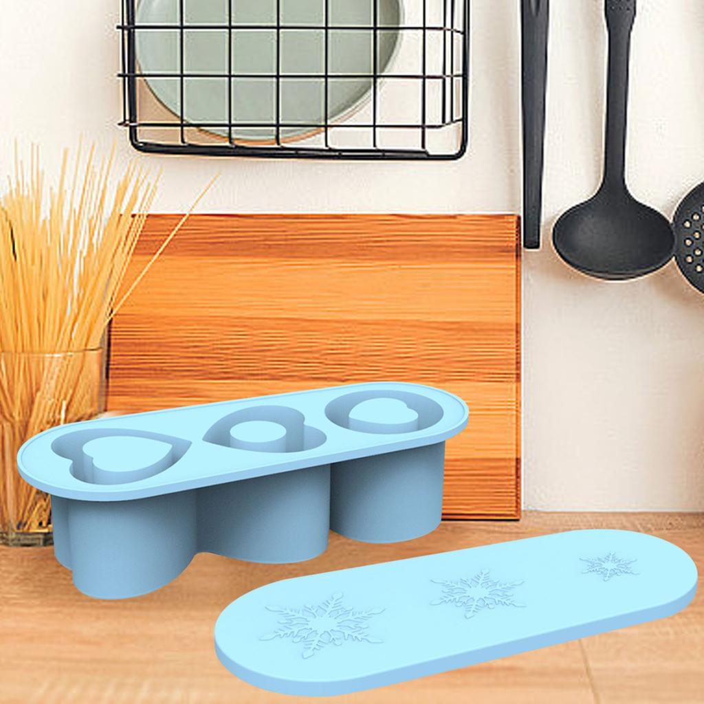 3-Grid Heart shape Ice Cube Tray For Stanley 30/40 Oz Tumbler Cups Reusable Cylinder Silicone Ice Cube Molds With Lid For Drink