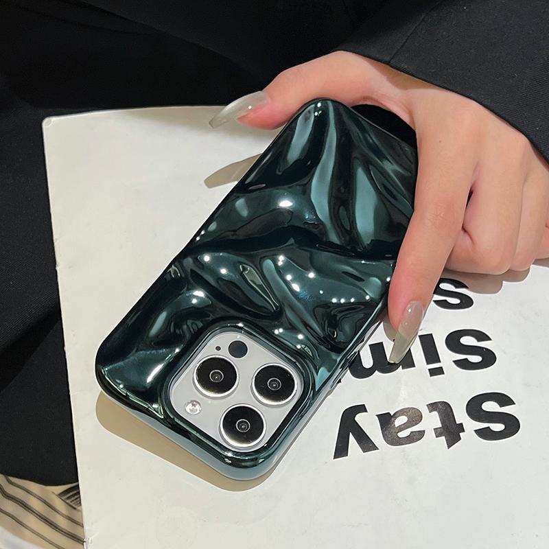 Coque de téléphone Fashion Plating Green Fold Wrinkle pour iPhone 17 Air 16 15 13 11 12 14 Pro Max Housse souple en silicone