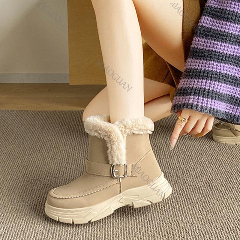 Fashion Winter Padded Thickened Warm Snow Boots for Women Casual Platform Slip On Short Plush Suede Ankle Boots Gladiator Women's Shoes