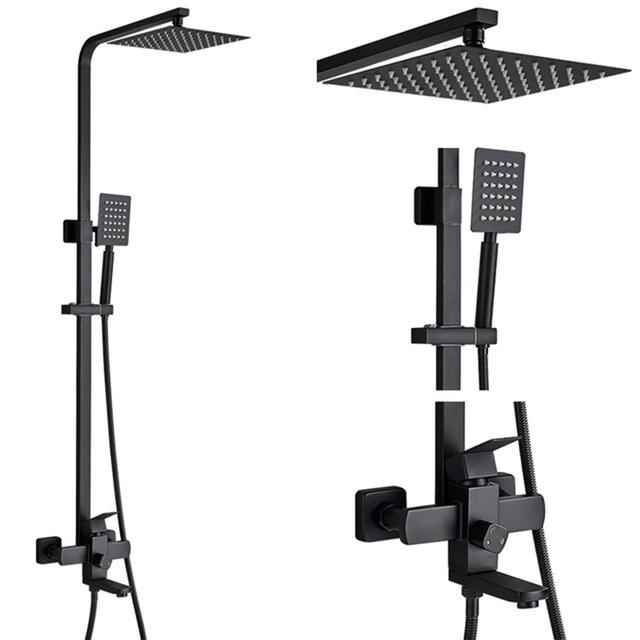 Bathroom 8" Rainfall Shower Faucet Bath Faucet Wall Mounted Swivel Bath Spout Shower Mixer Tap Shower Faucet Shower Set Mixer