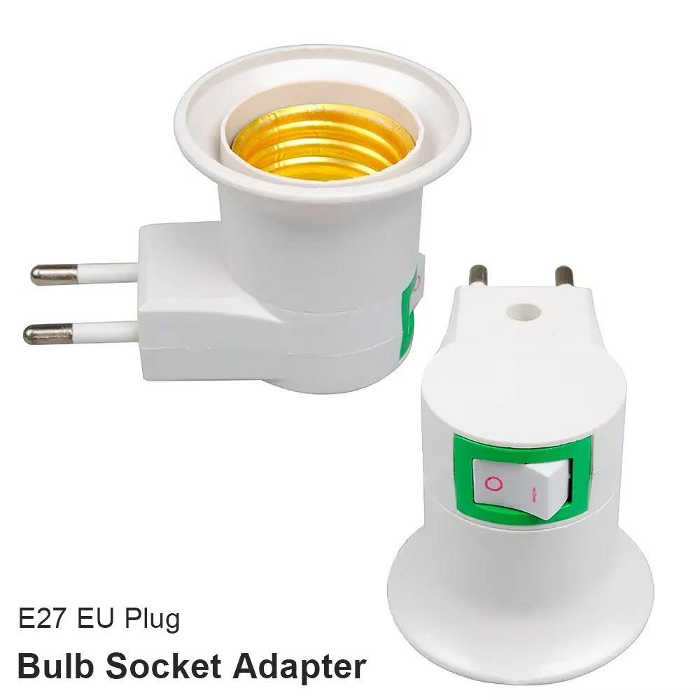 1Pcs New E27 Bulb Socket Adapter LED Light EU Plug Lamp Base Holder Plastic with Power On-Off Control Switch Lamp Socket